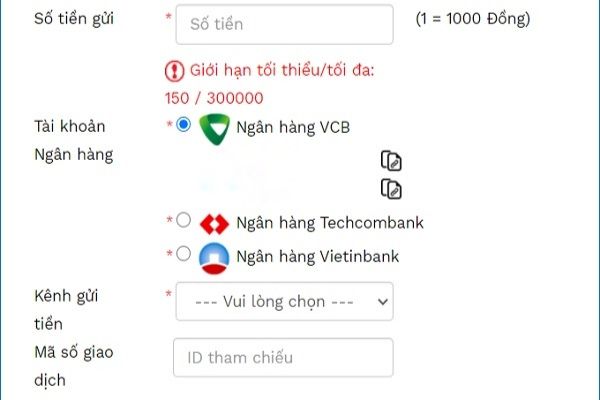 Nạp tiền bằng chuyển khoản ngân hàng tại AW8